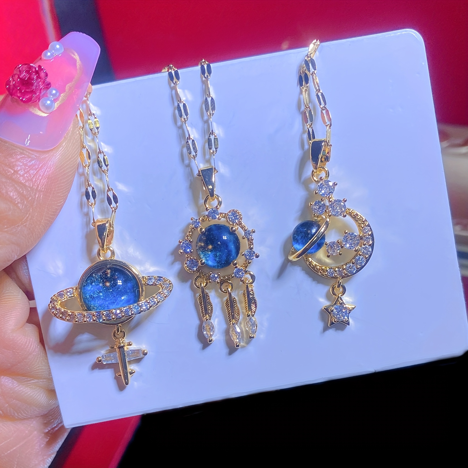 3pcs Set of Star Themed Necklaces, Classic Versatile Pendants